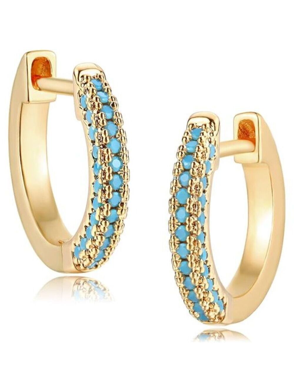 Gold Huggie Hoop Earrings Dainty Chunky Thick Hoop Diamond Cubic Zirconia